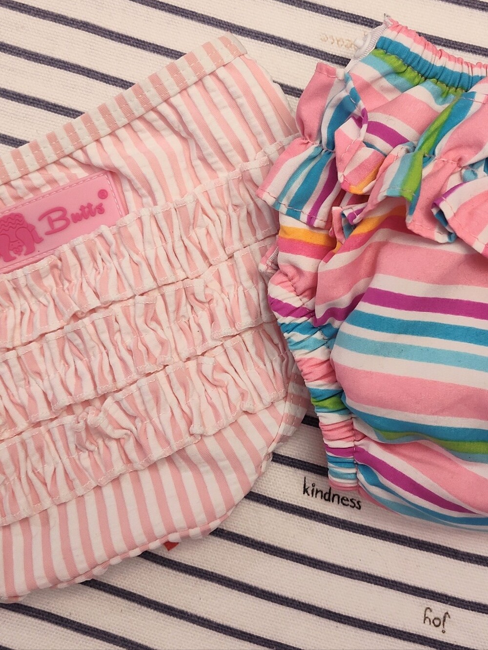 Ruffle Butts Pink Striped & Rainbow Striped Diaper Covers